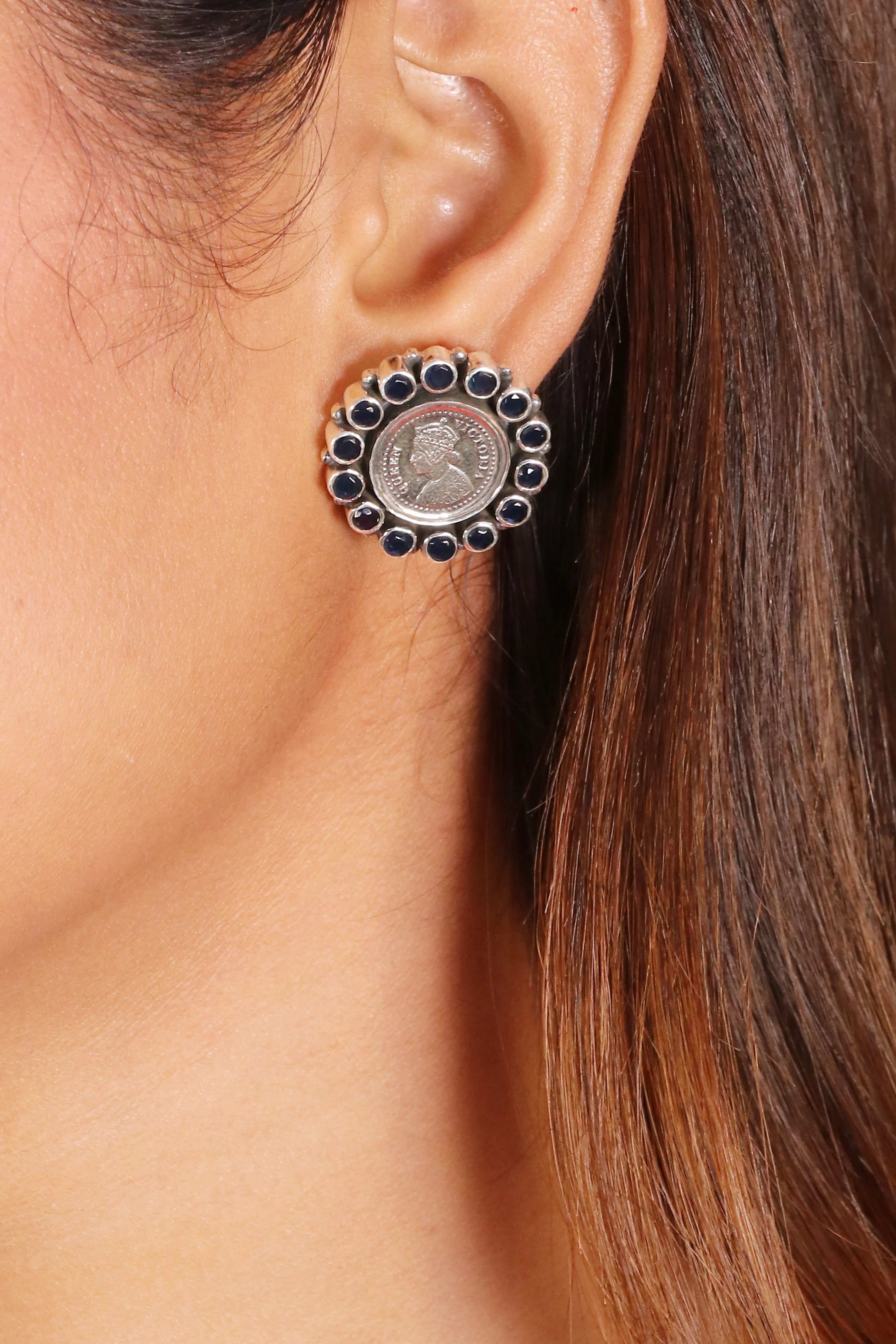 Saadagi Blue Coin earring image 0